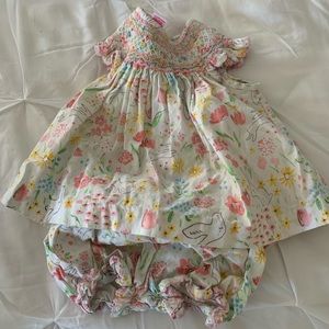 Claire and Charlie smocked bloomer set